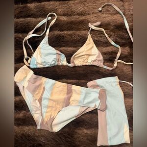 Bottega Veneta Blue and Cream Bikini Set